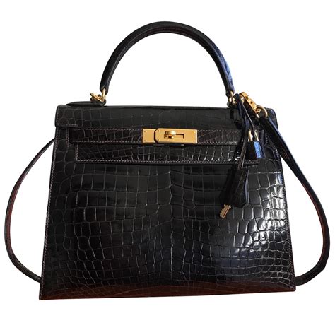 hermes kelly crocodile black|Hermes kelly prices.